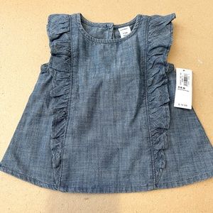 Old Navy NWT Jean shirt w/ruffles sleeve 3-6months